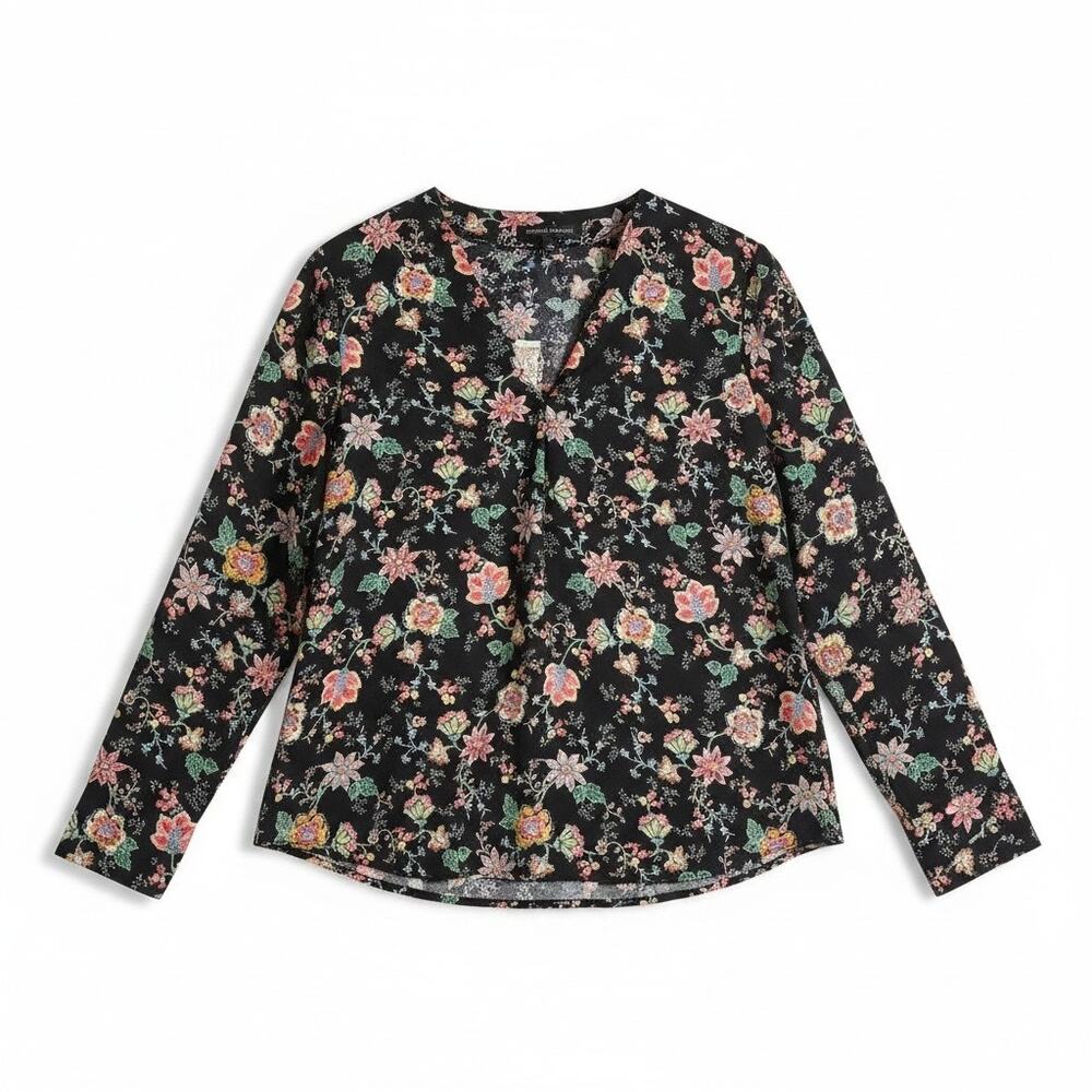 NWT Banana Republic Womens Long Sleeve Blouse Top Dark Floral XS Fairy Corp Core